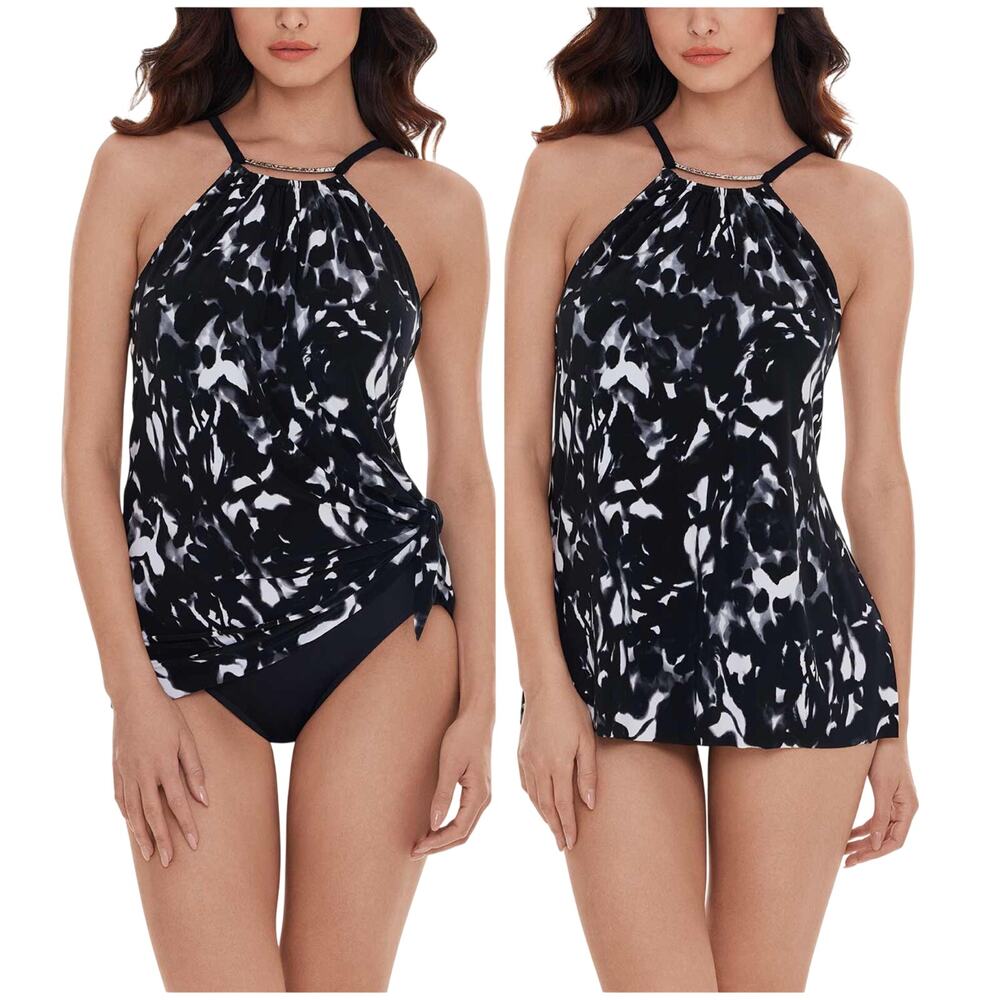 Magicsuit NWT Parker One Piece Swim Dress Dream State Size 14 Side Tie High Neck